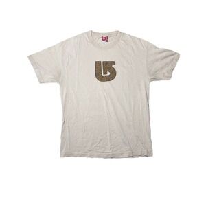 Vintage Burton Logo T Shirt Men's‎ Size Medium Brown Cream Y2K 90s Skater Surf